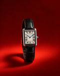 Oh Shift Classic watch with rectangular case and black leather strap