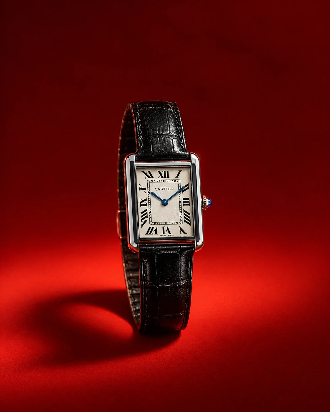 Oh Shift Classic watch with rectangular case and black leather strap