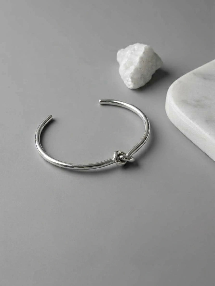 Silver Knot Cuff Bracelet – Stainless Steel